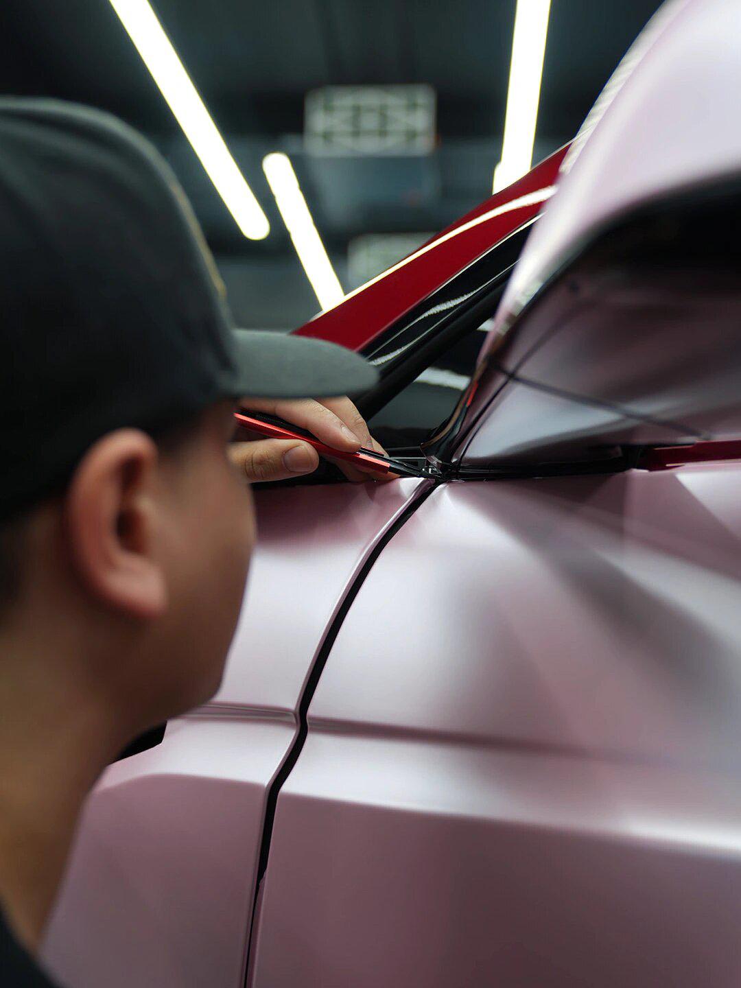 特斯拉 model x 电光金属樱花粉96 丨改色膜