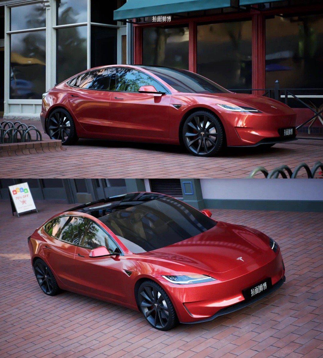 以后特斯拉都长这样… 之前老 model 3 还有人说学保时捷用青蛙眼