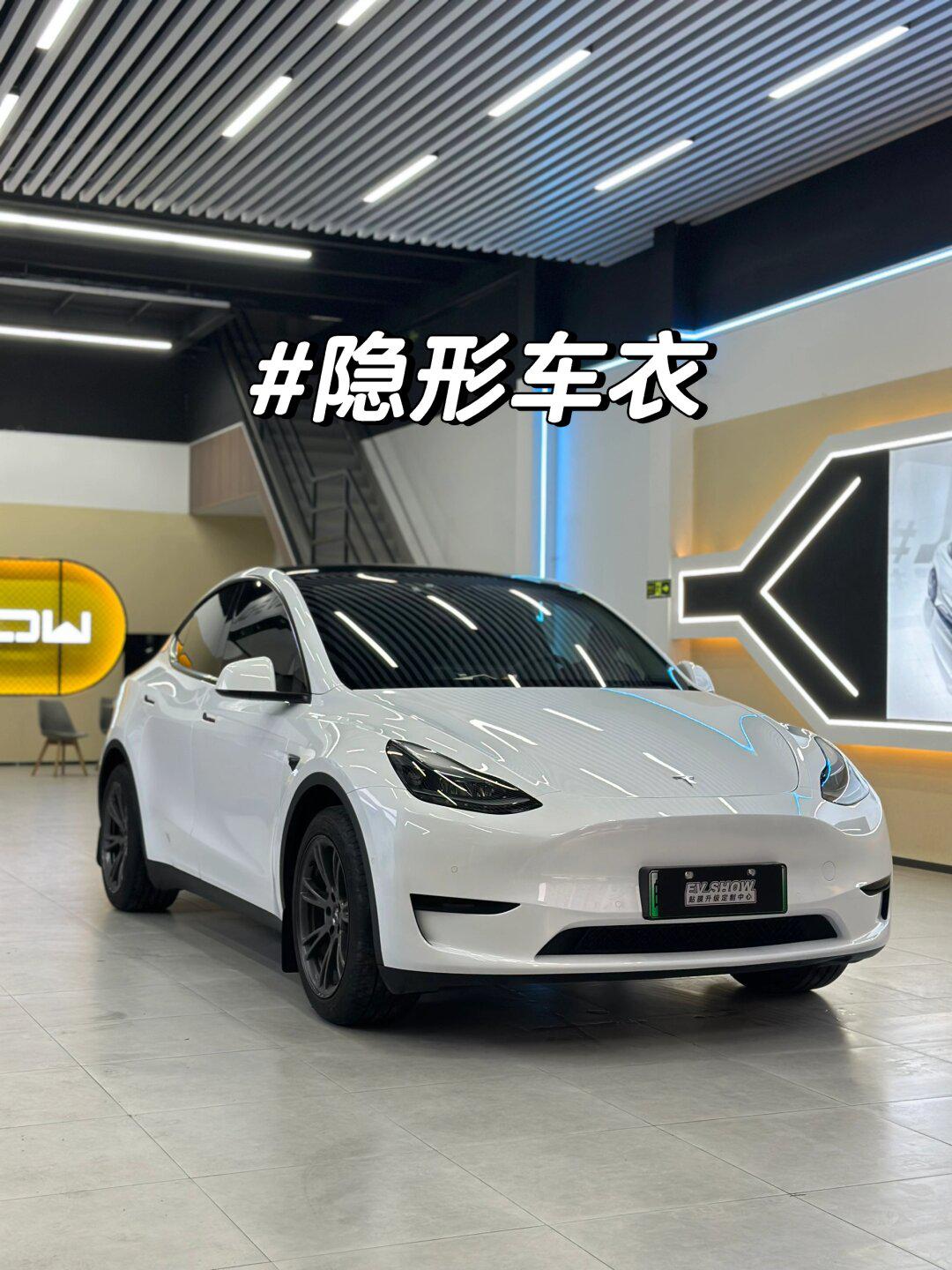 特斯拉model y装贴隐形车衣电动遮阳帘_model y社区_易车社区