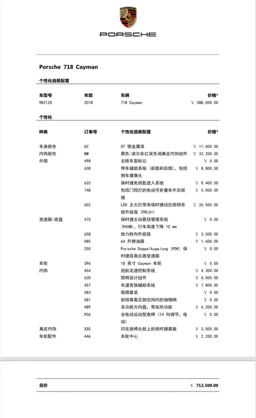 18款71万配置单718卡曼,gt银_保时捷cayman社区_易车社区
