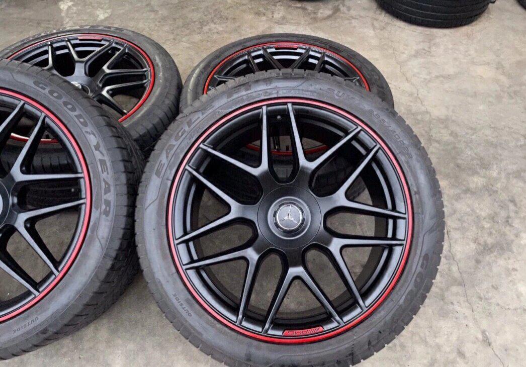 22寸奔驰g63轮毂带胎 原厂大g拆车红边 正品 搭配295/40r22 倍耐力