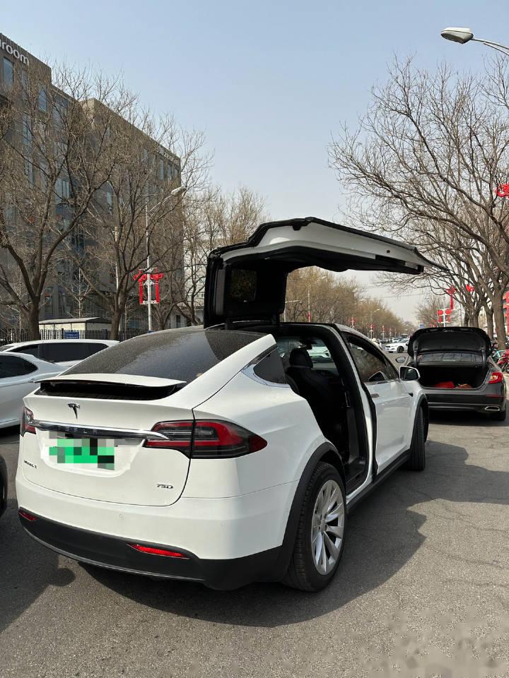 天呢,打车叫到一辆特斯拉model x,后排鸥翼门太帅了!