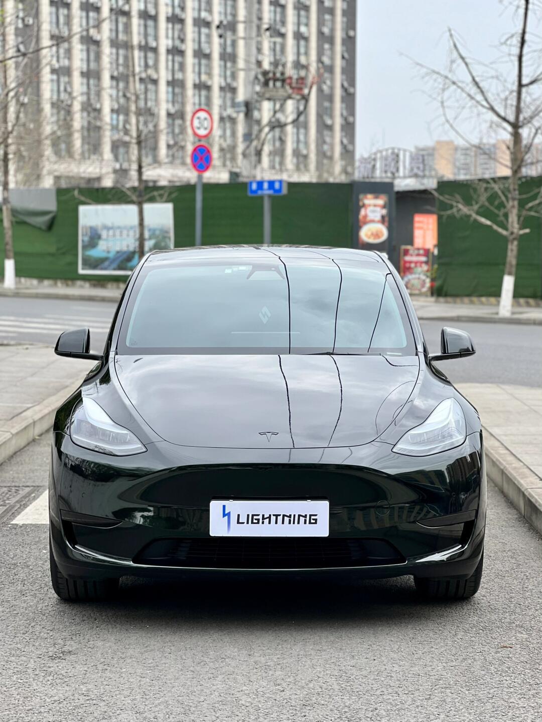 一眼沦陷6015特斯拉改色pet 祖母石绿98_model y社区_易车社区