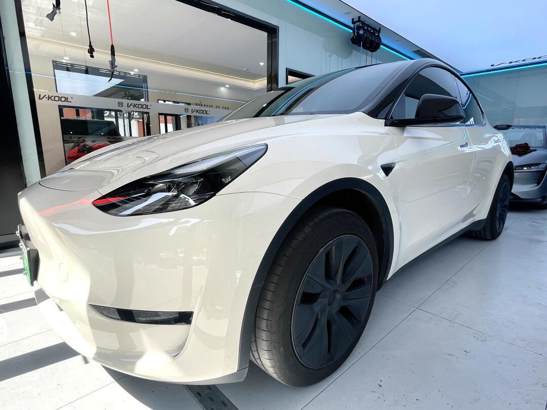 特斯拉model y 改色 胡椒白pet_model y社区_易车社区