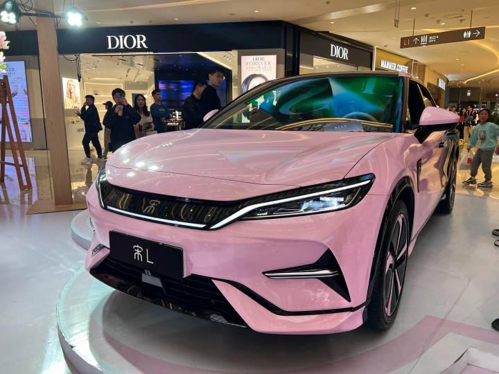 在滨江龙湖天街参加了比亚迪宋l的"春日巡猎计划",主题竟然是以粉色为