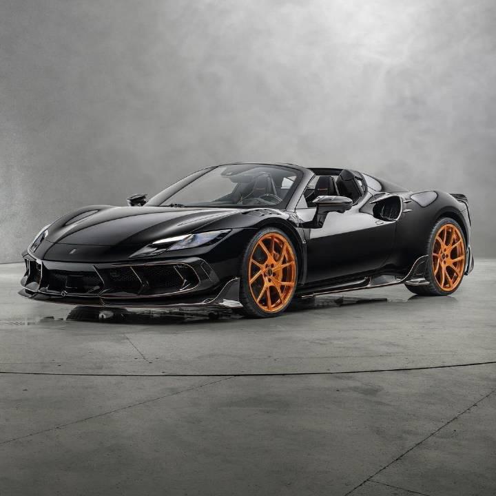 古铜金点缀的黑色法拉利296 gts,"电动v6"的性能被提升至870马力和75