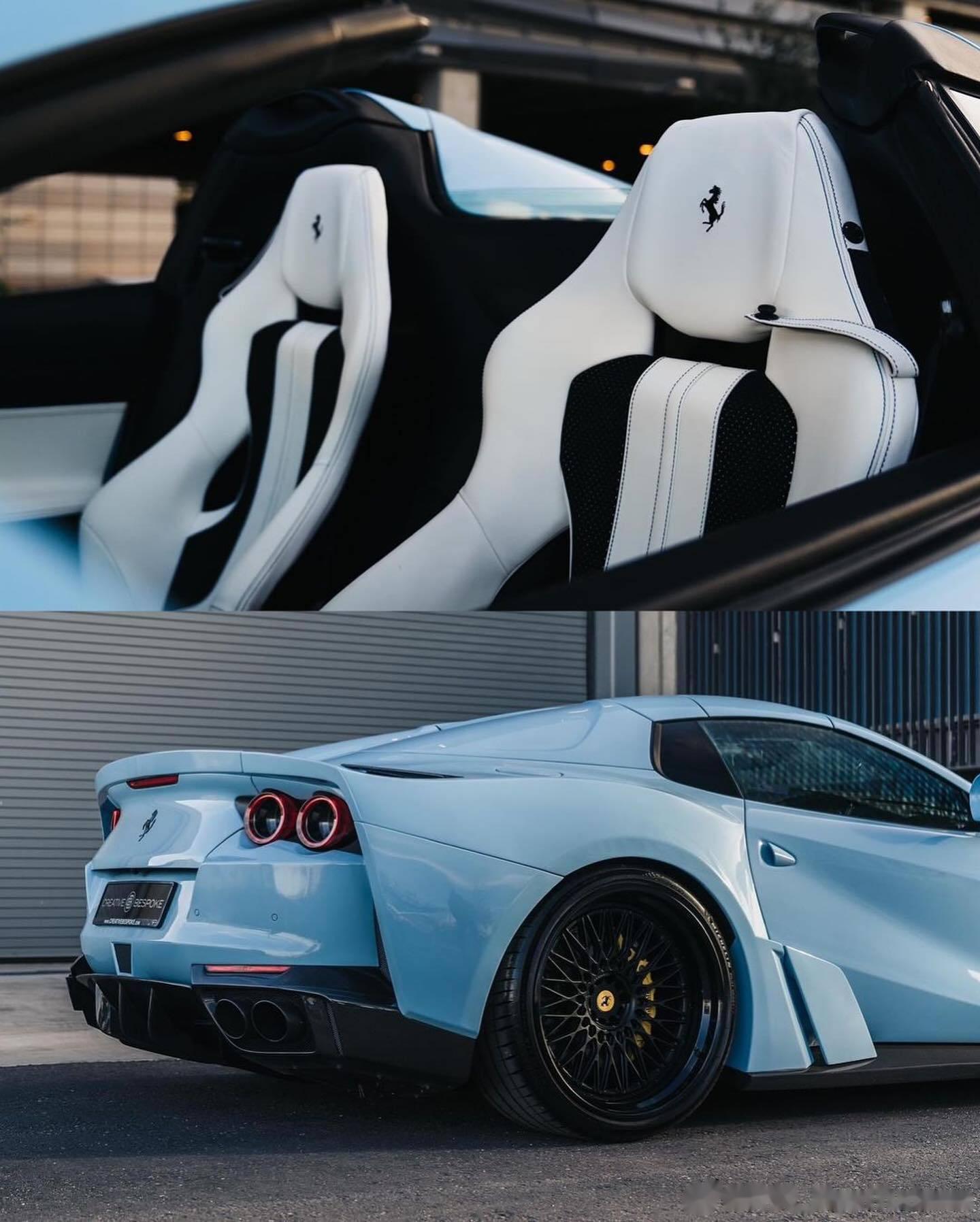 法拉利812 superfast加了各种宽体套件,再加上这个baby blue的