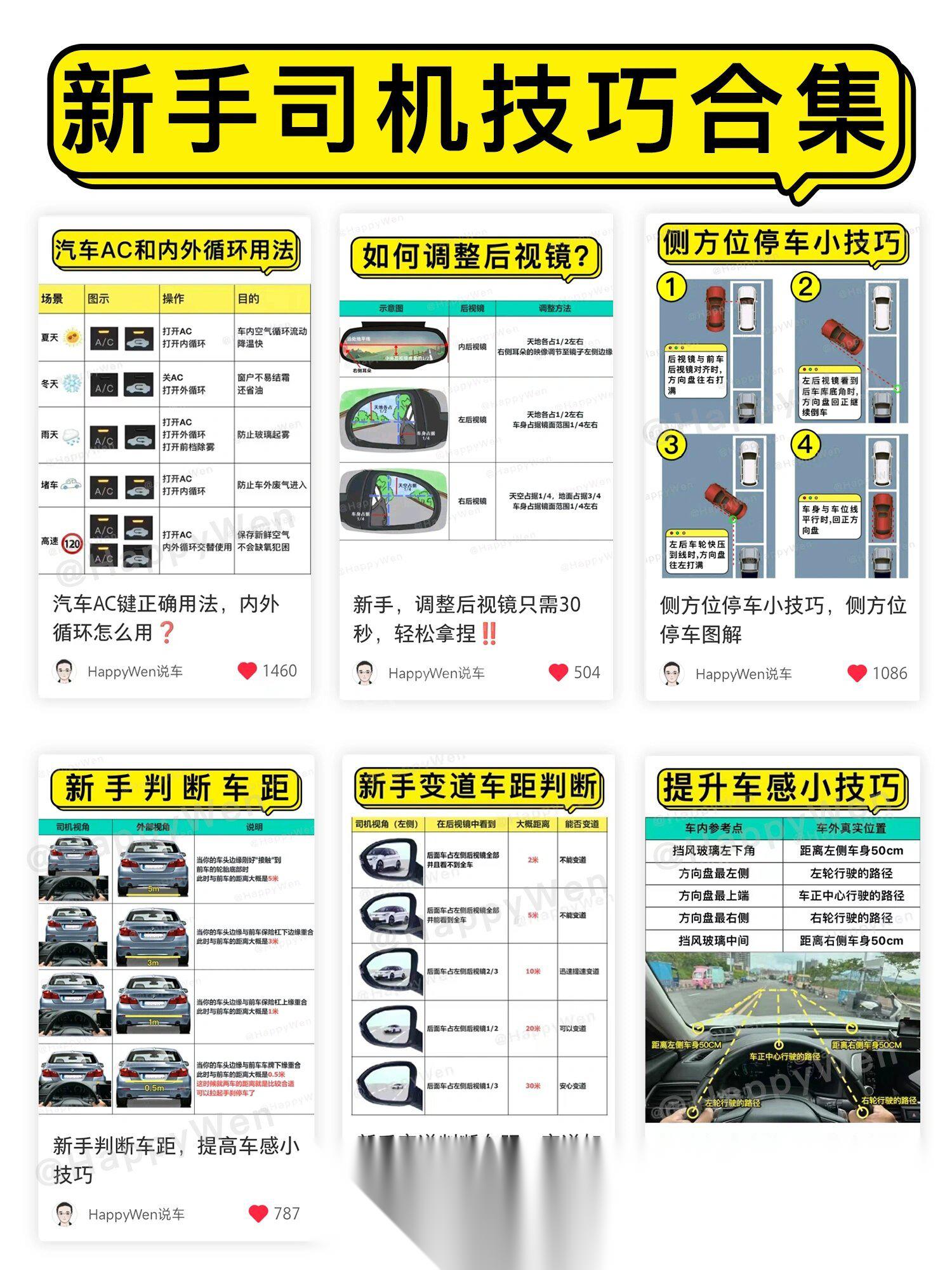 喜提新车,新手上路开车最全技巧知识来了,提升车感,判断车距,新手小