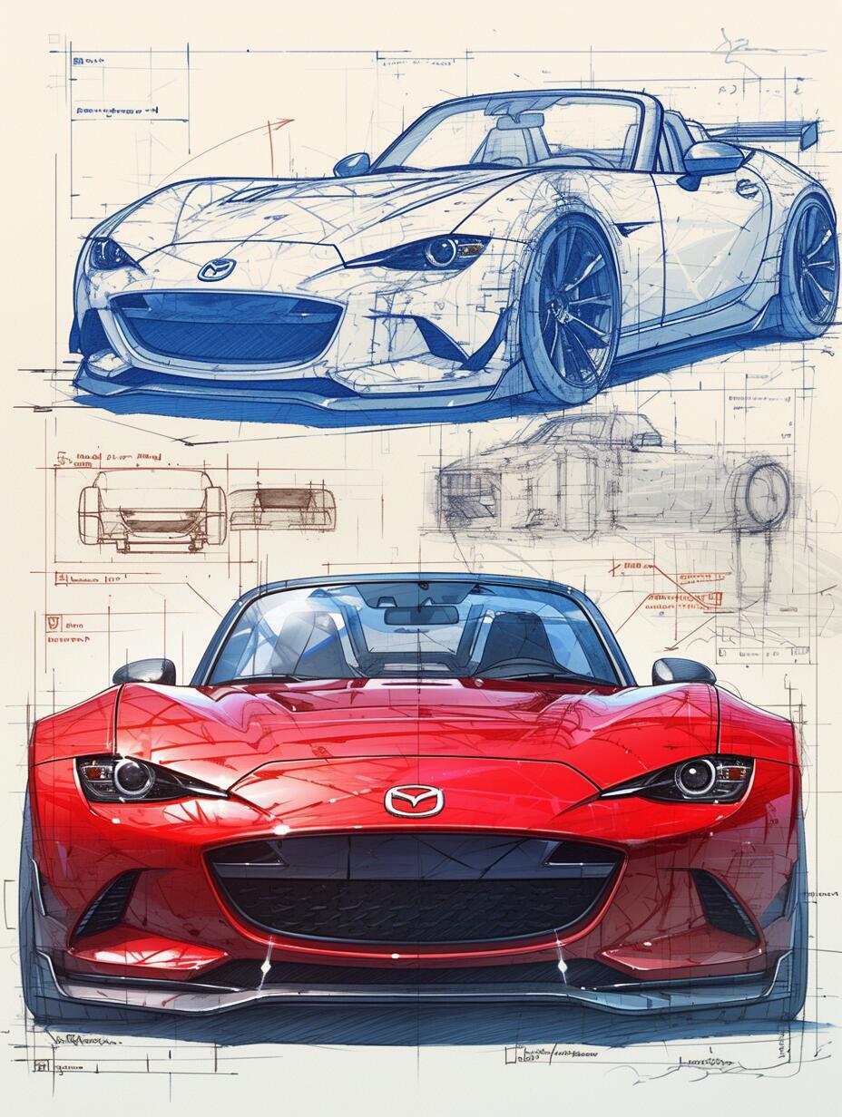马自达mx5新老车型漫画0396设计手稿