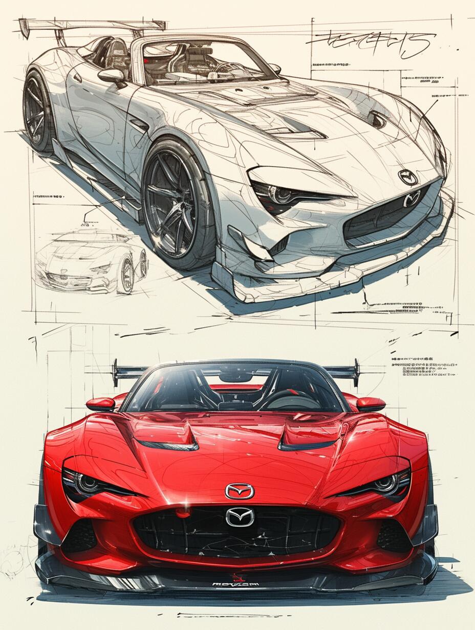马自达mx5新老车型漫画0396设计手稿_马自达mx-5社区_易车社区
