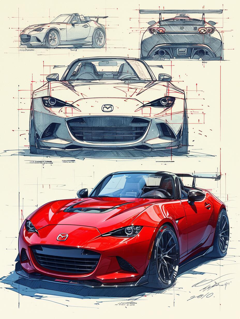马自达mx5新老车型漫画0396设计手稿_马自达mx-5社区_易车社区