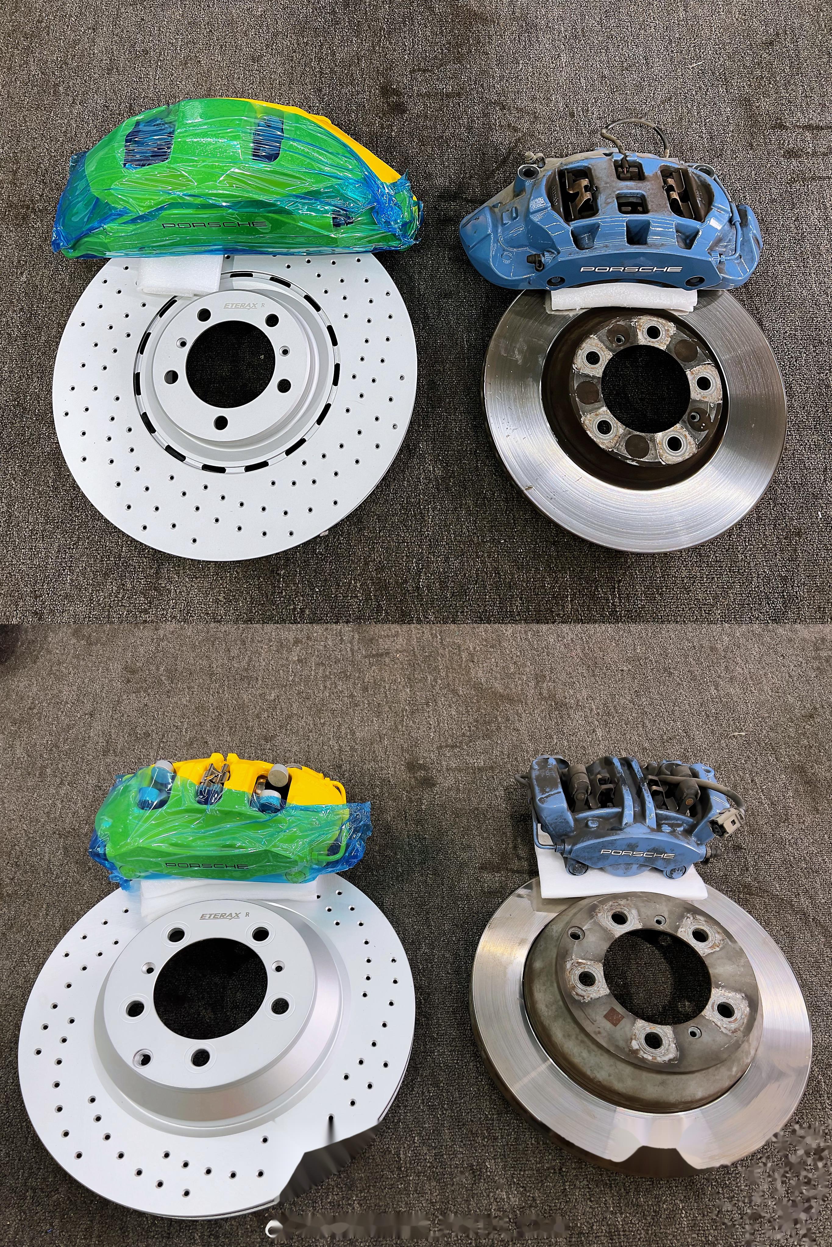 卡宴刹车卡钳升级: 阿基波罗前十后四, 替代原车前四后二, 出色的制动