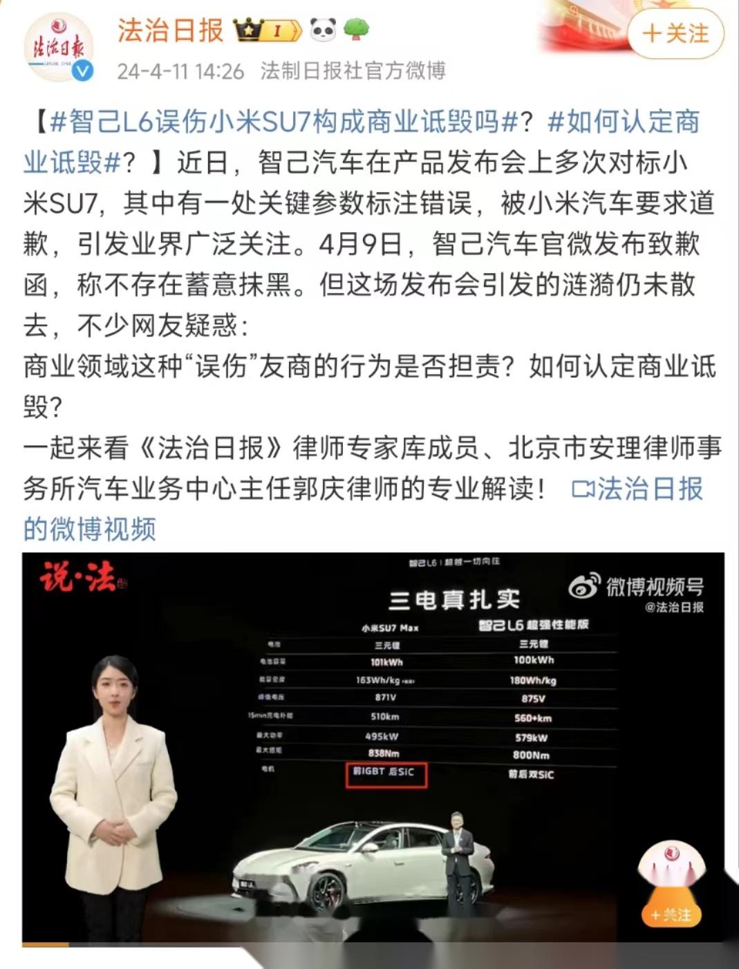 智己误伤小米su7属于商业诋毁吗?