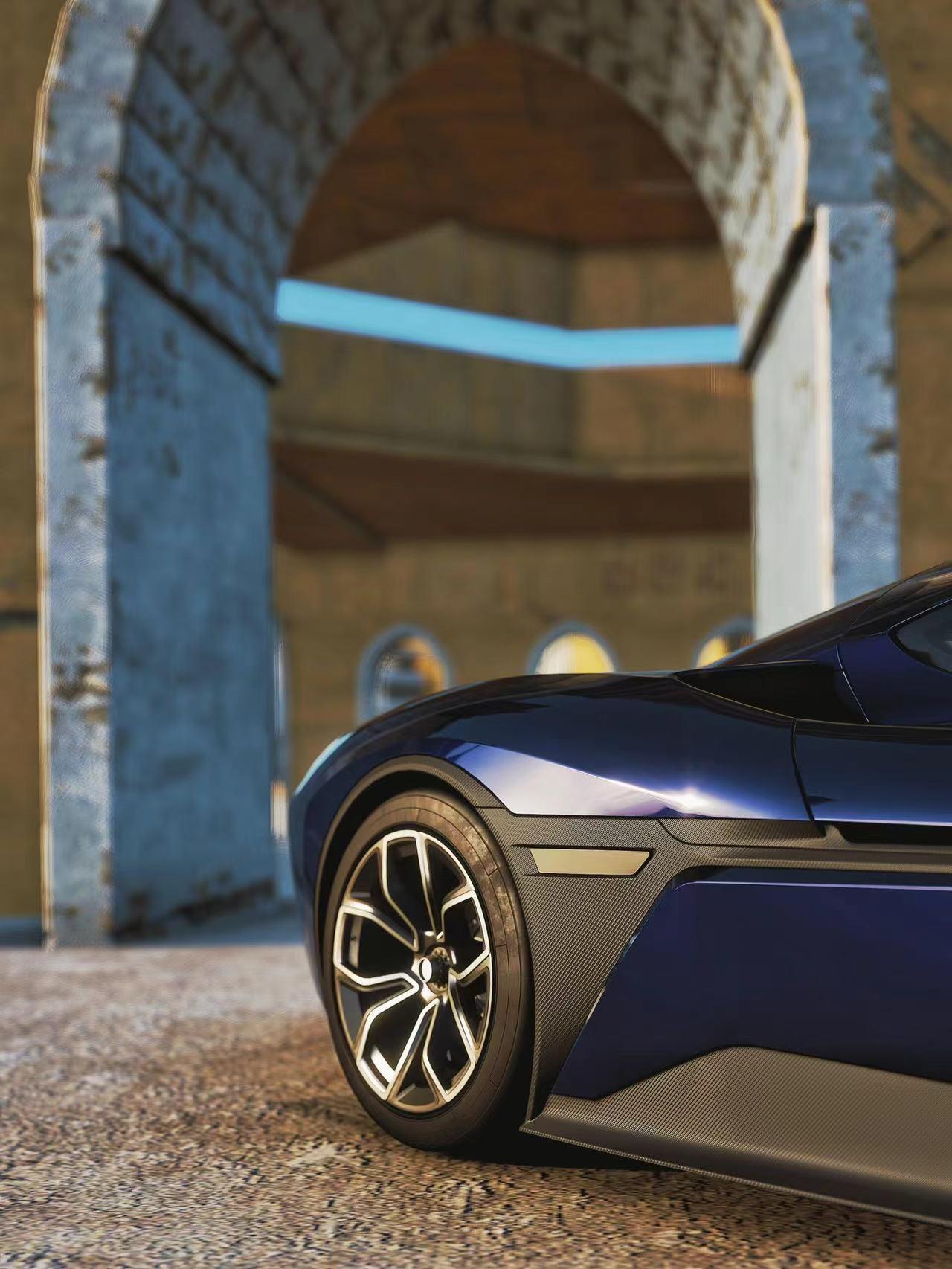 蔚来ep9 外观方面可谓是浓浓的超跑风格,前保险杠两侧设计有大尺寸的