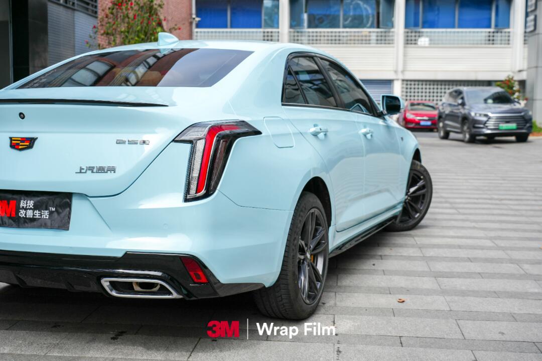 3m改色g77高亮天空蓝装贴案例-凯迪拉克ct4