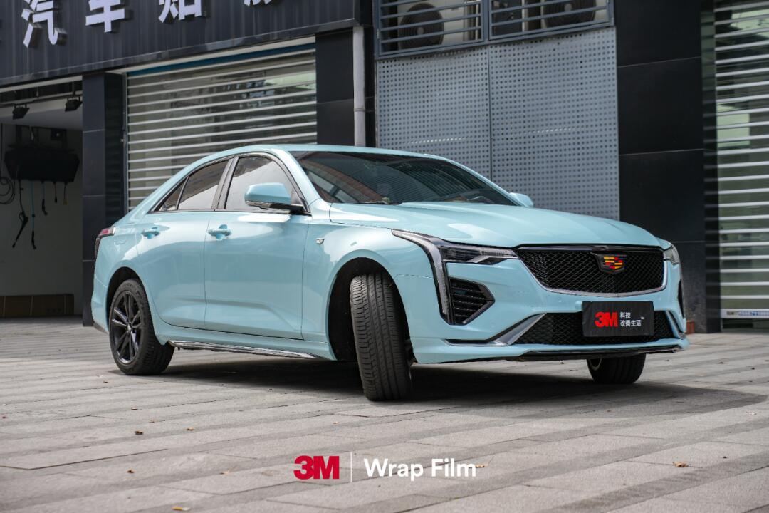 3m改色g77高亮天空蓝装贴案例-凯迪拉克ct4
