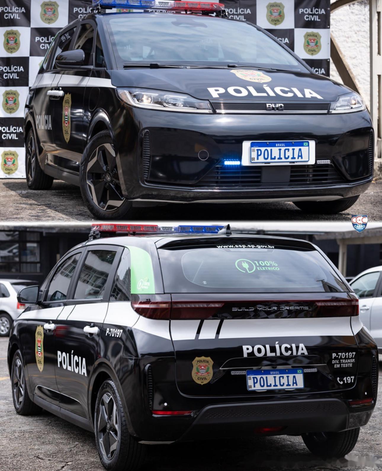巴西圣保罗的民事警察(policia civil)购入的一台比亚迪d1 ev警车