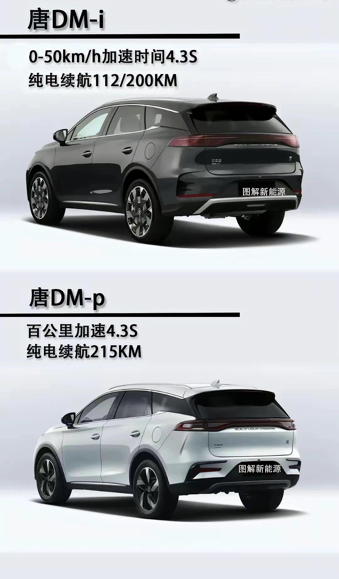 这几张图把比亚迪唐dm-p和dm-i的区别对比?