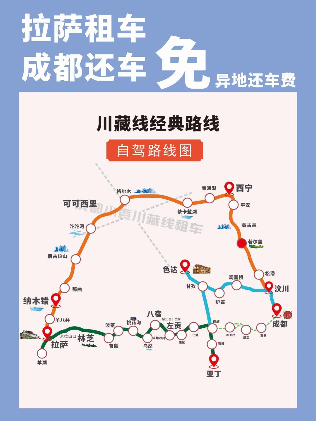 成都到拉萨骑行路线图图片