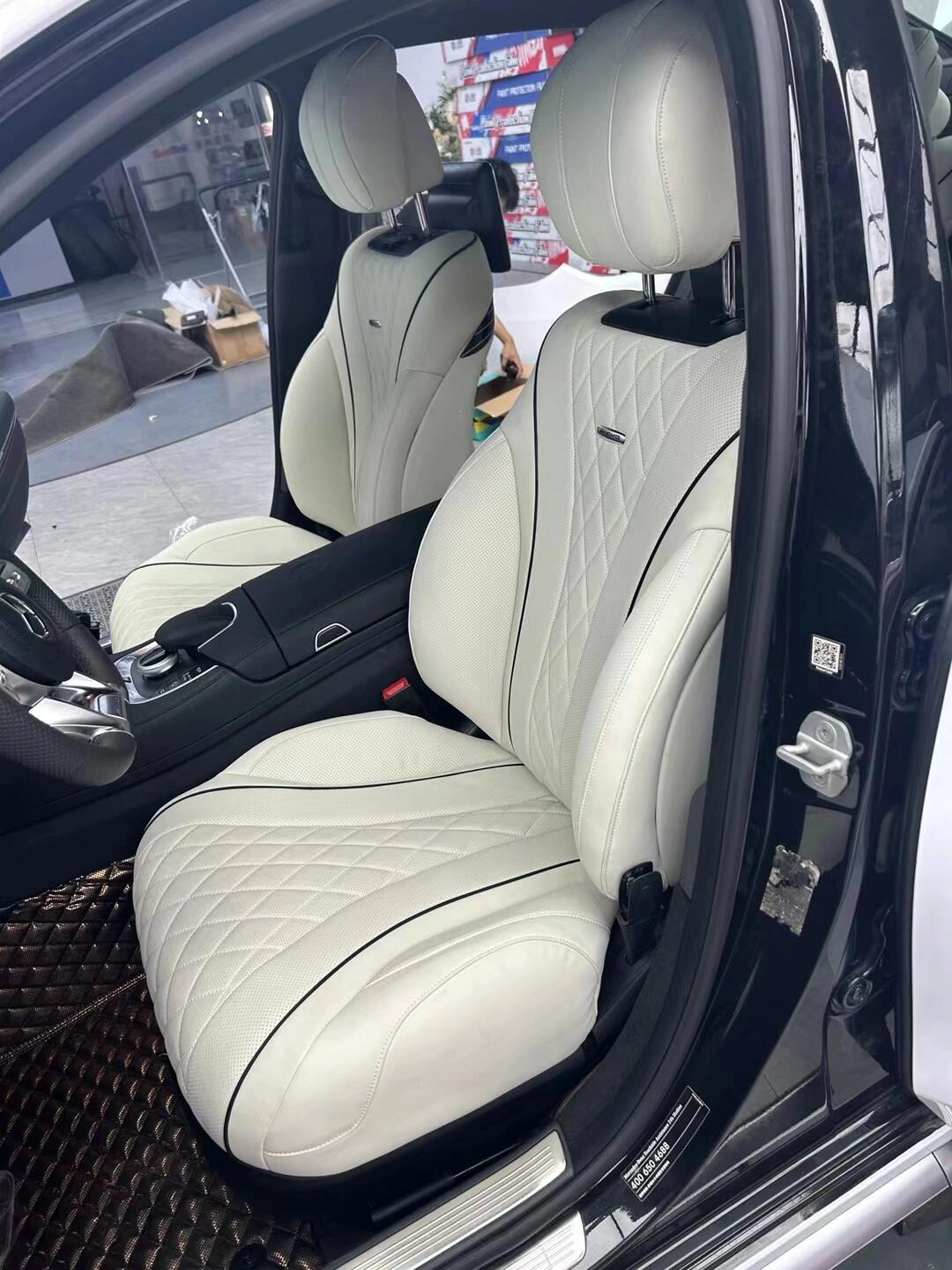 奔驰s350内饰定制 汉白玉系列案例