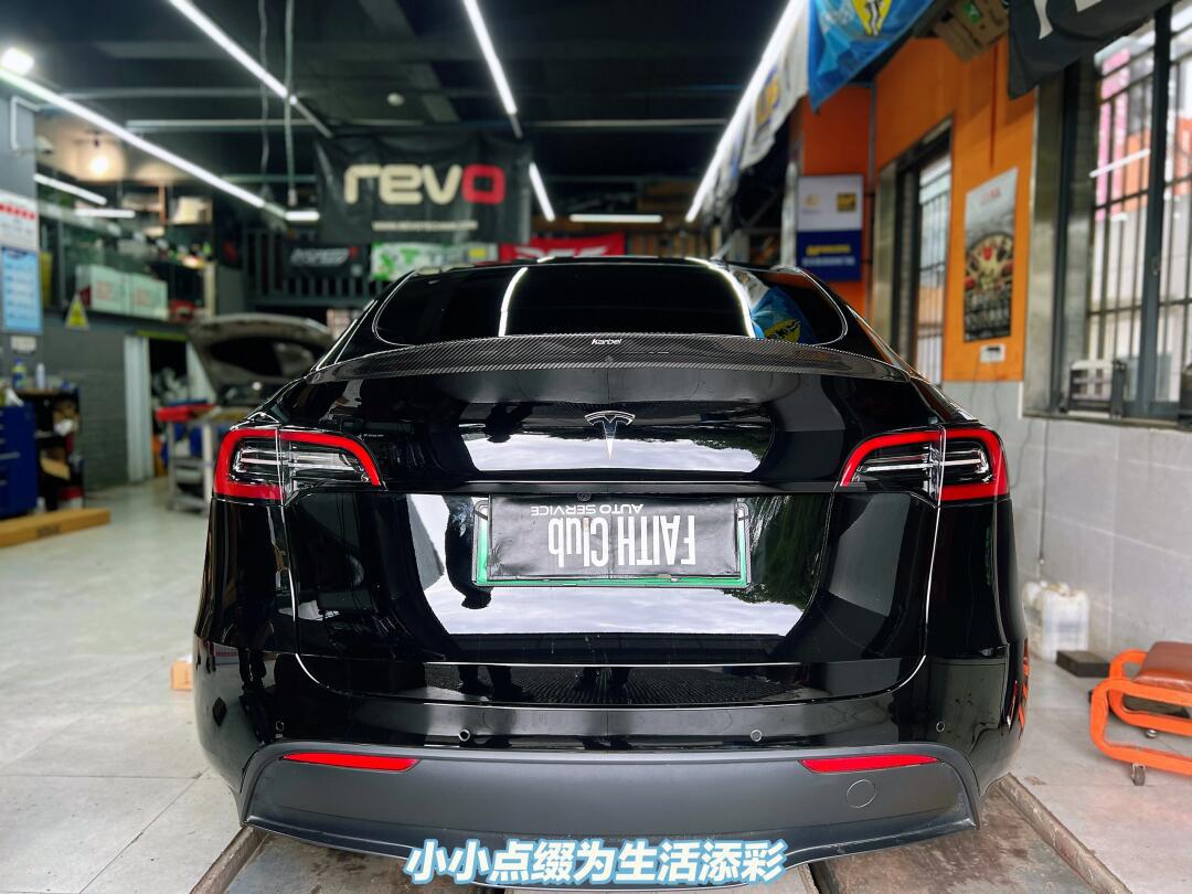特斯拉model y碳纤维尾翼案例_model y社区_易车社区