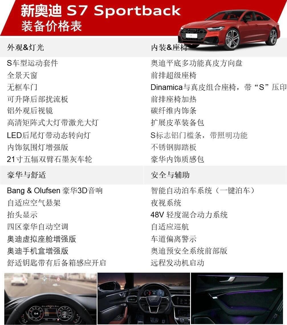 新奥迪s7 sportback 装备价格表_奥迪a4社区_易车社区