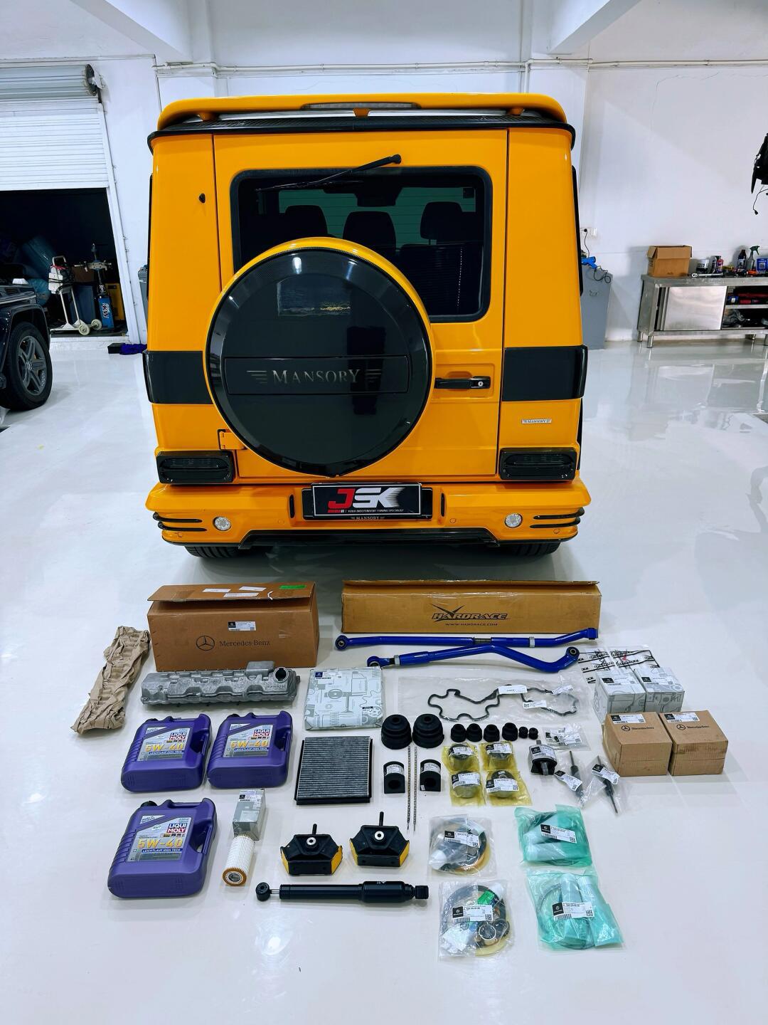 奔驰g55 amg mansory进行底盘大整理底盘大翻新工程,前轮转向大铁球内