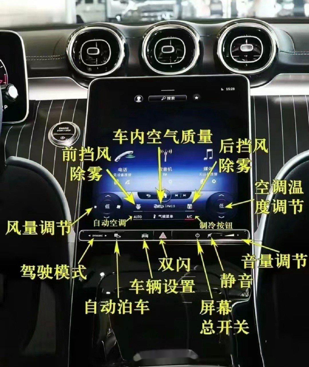 奔驰c级车按键大全,快马住学习一下,这样等坐到奔驰车的时候就不慌了.
