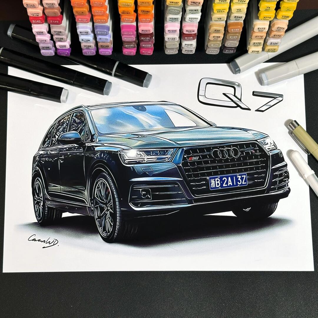 96汽车手绘奥迪q7 55tfsi