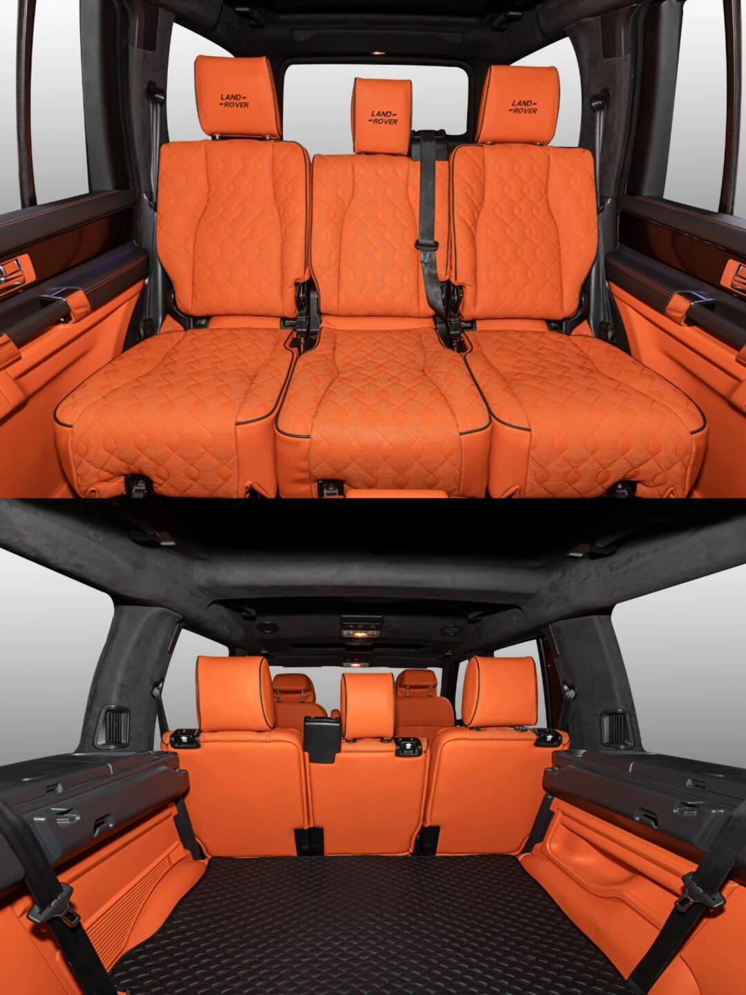 路虎发现4升级整车刺绣爱马仕橙内饰