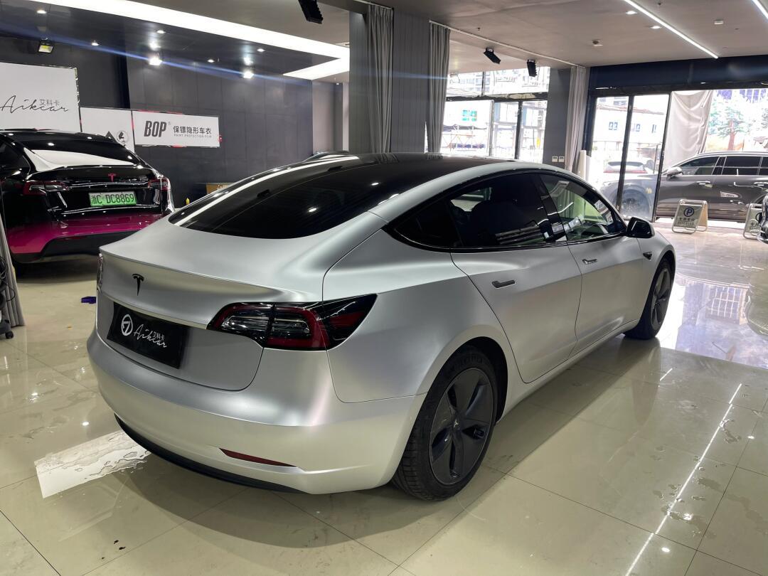 特斯拉3改色ax哑面电镀金属银_model 3社区_易车社区