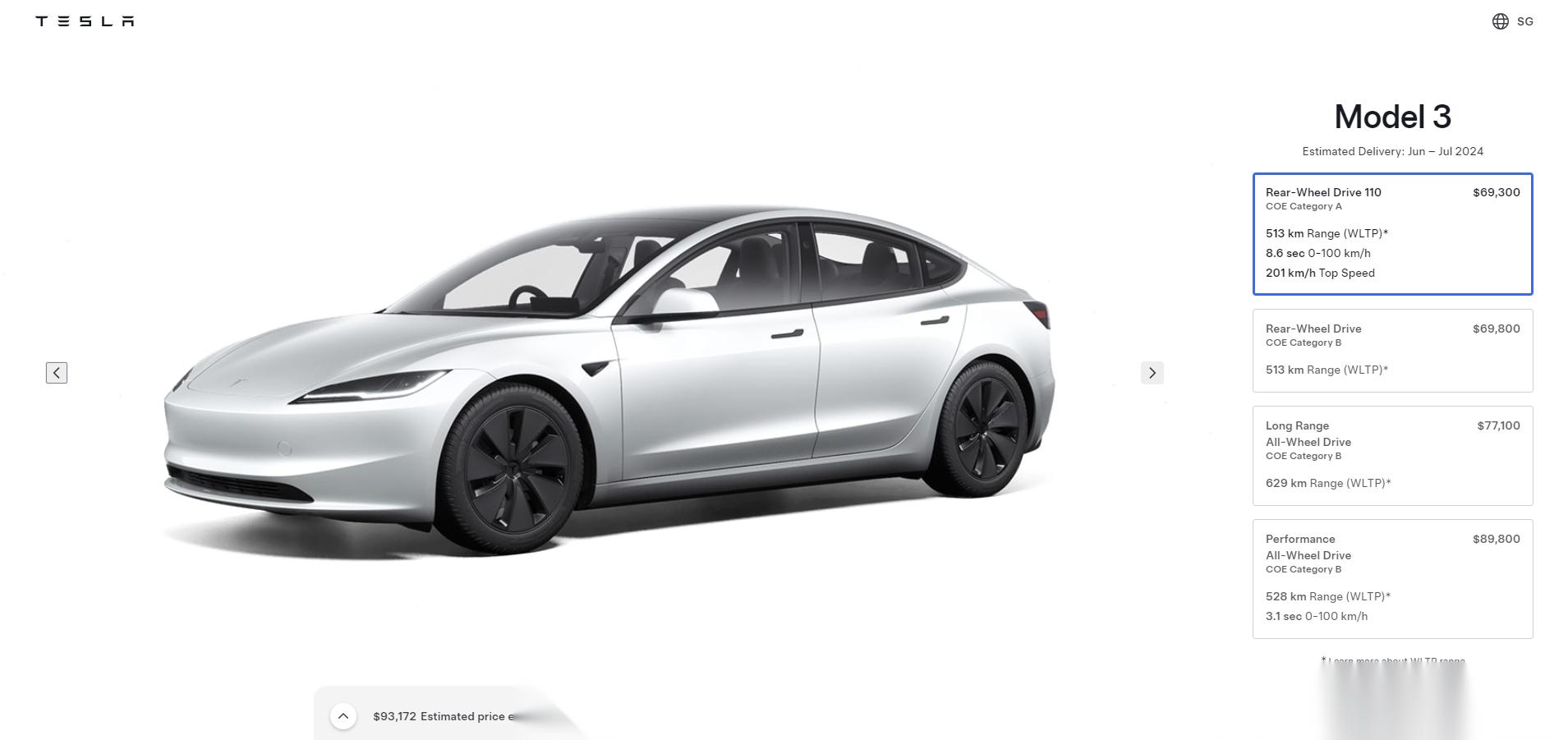 110kw,零百8.6s的model 3?你没有看错 近日,特斯拉新加坡官网上线