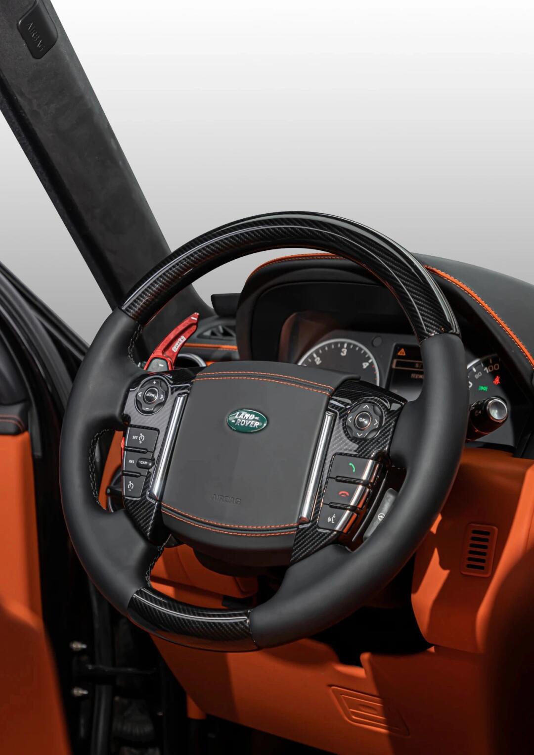 路虎发现4升级整车刺绣爱马仕橙内饰