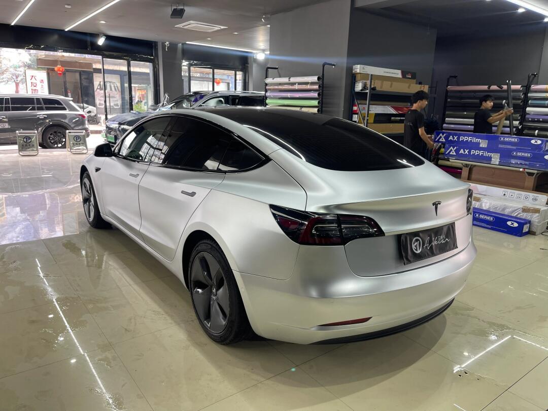 特斯拉3改色ax哑面电镀金属银_model 3社区_易车社区