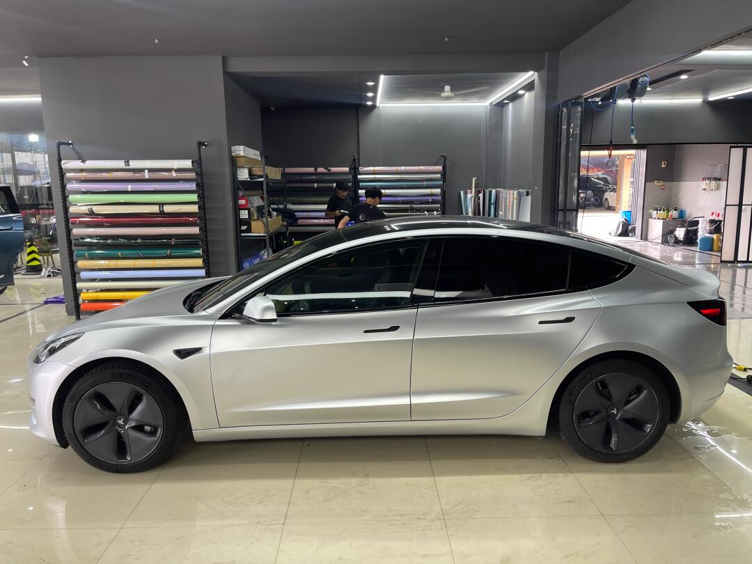 特斯拉3改色ax哑面电镀金属银_model 3社区_易车社区