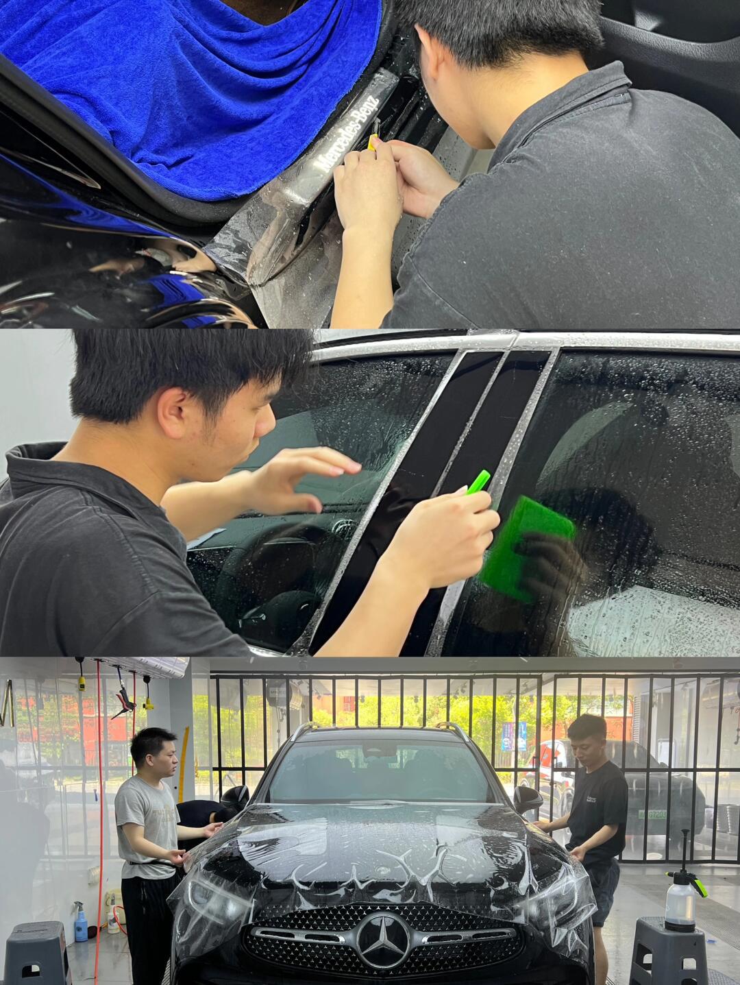 奔驰glc 车衣77玻璃膜 细节使劲放大98