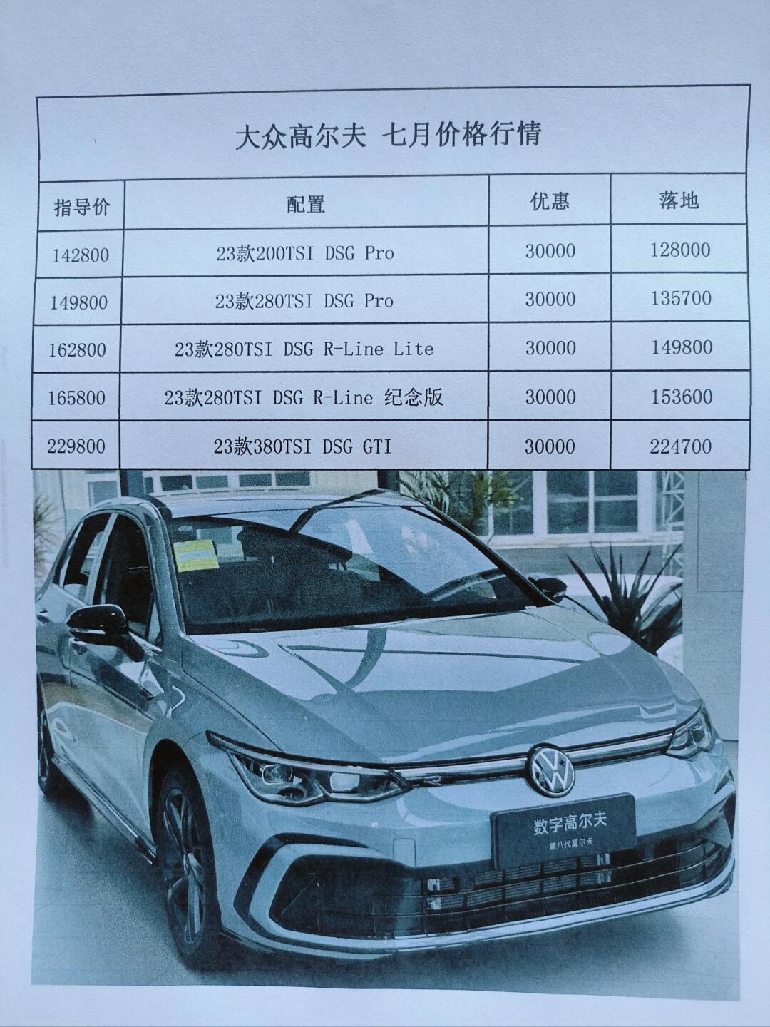 golf大众报价图片