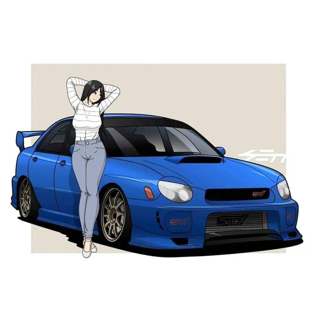 jdm性能跑车与美女更配? jdm经典车型插画,谁说车友不需要女朋友? 有