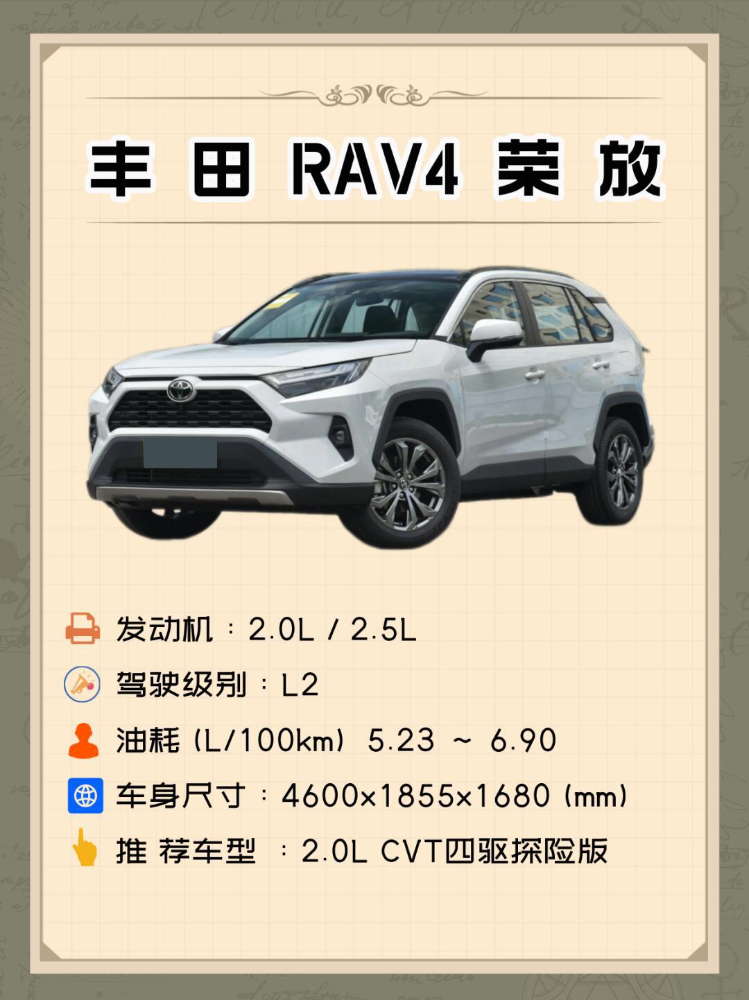 【每天聊一款车】本期车型丰田rav4荣放