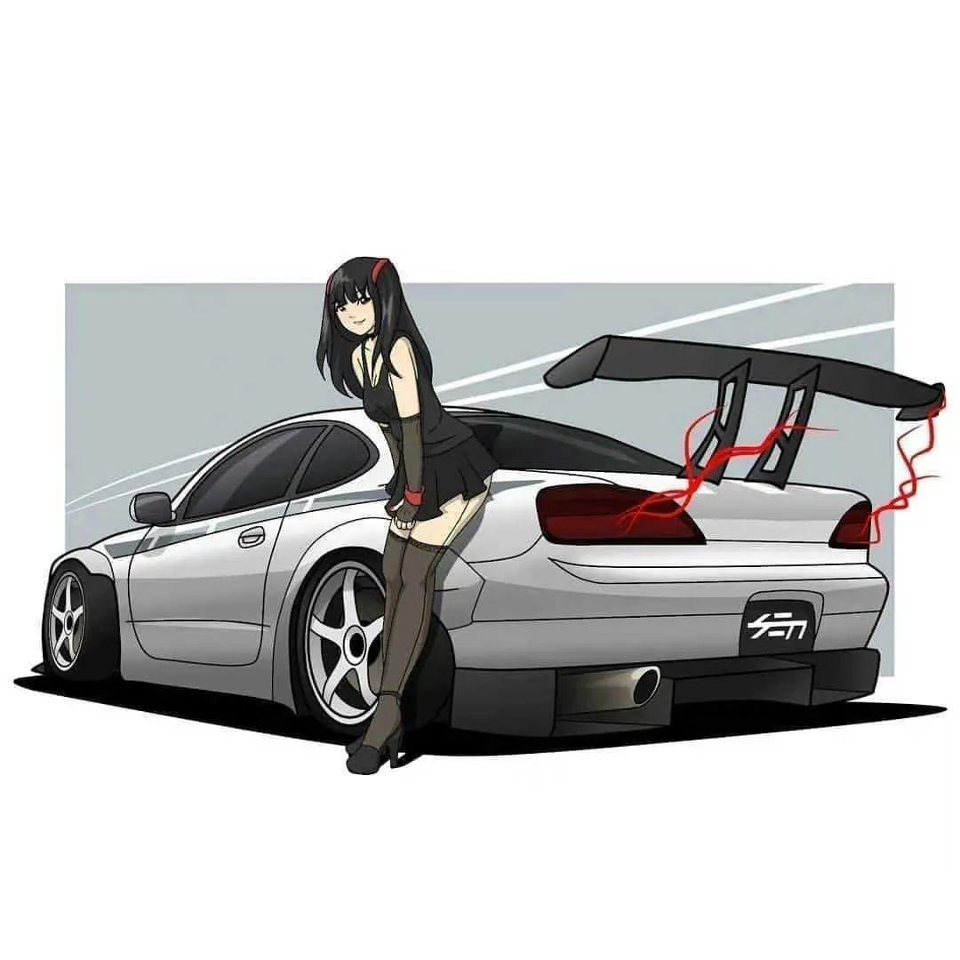 jdm性能跑车与美女更配? jdm经典车型插画,谁说车友不需要女朋友? 有