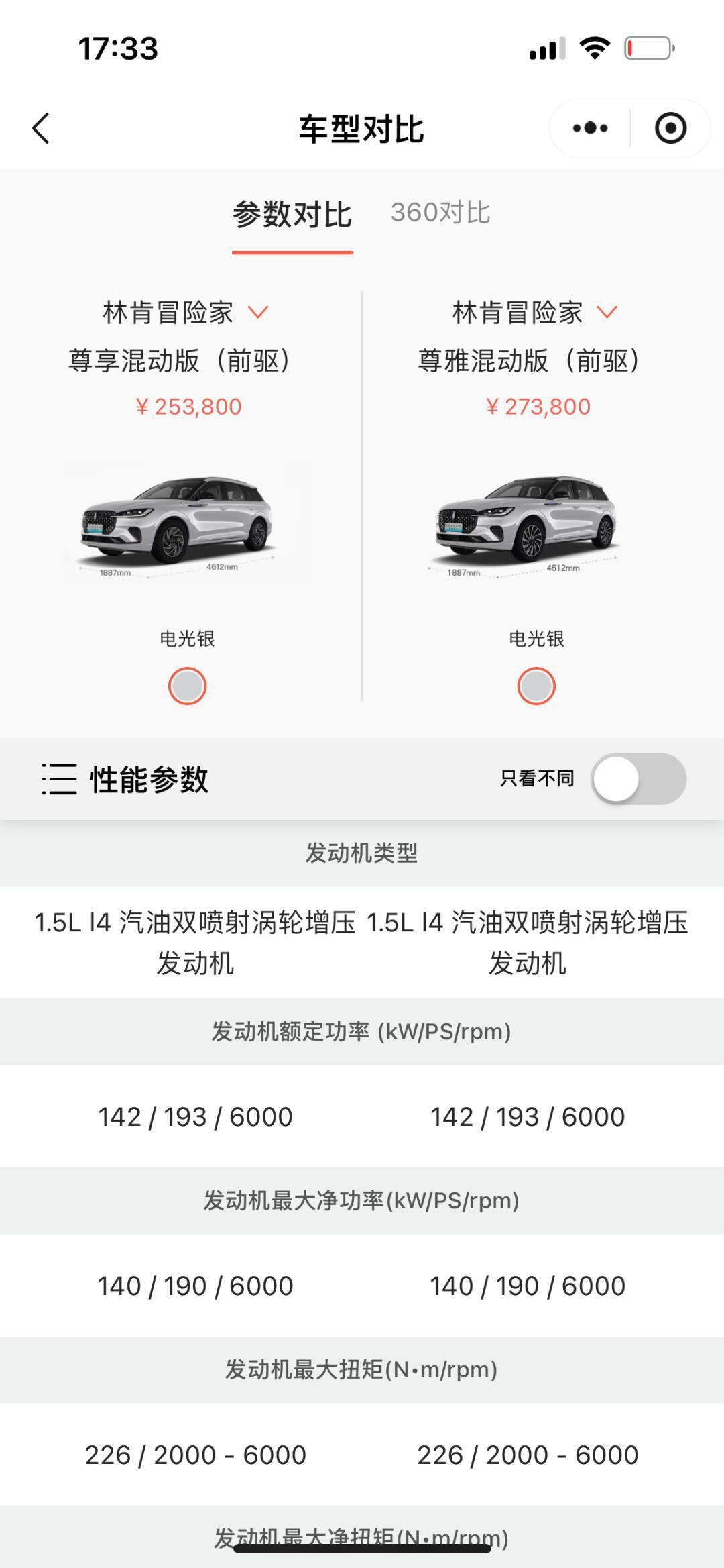 林肯冒险家混动尊享落地价25w