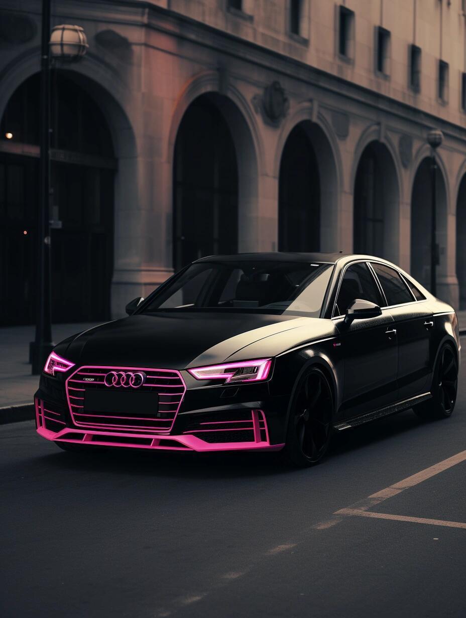 小姐姐改的酷酷的车,奥迪a4l改装粉黑武士