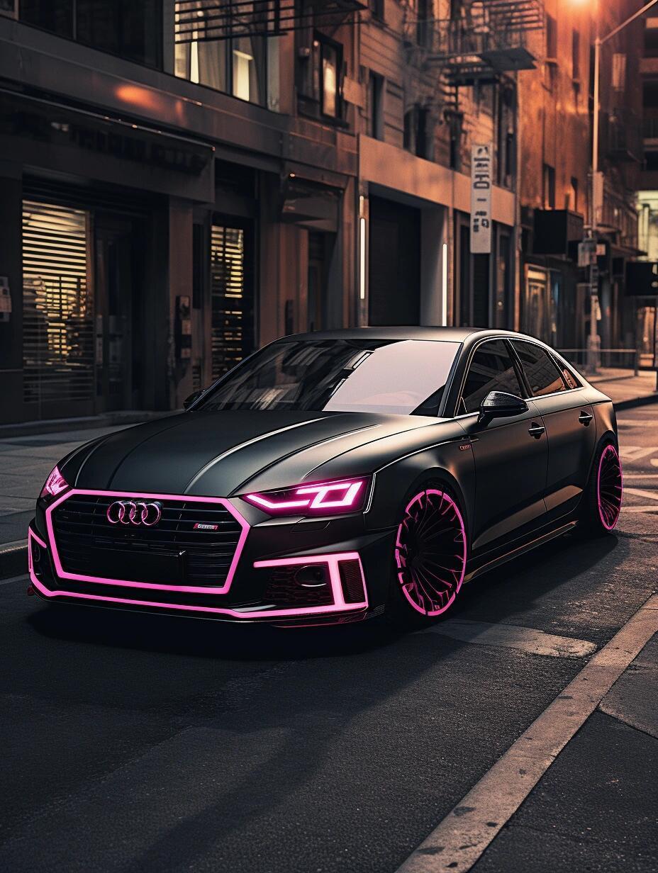 小姐姐改的酷酷的车,奥迪a4l改装粉黑武士