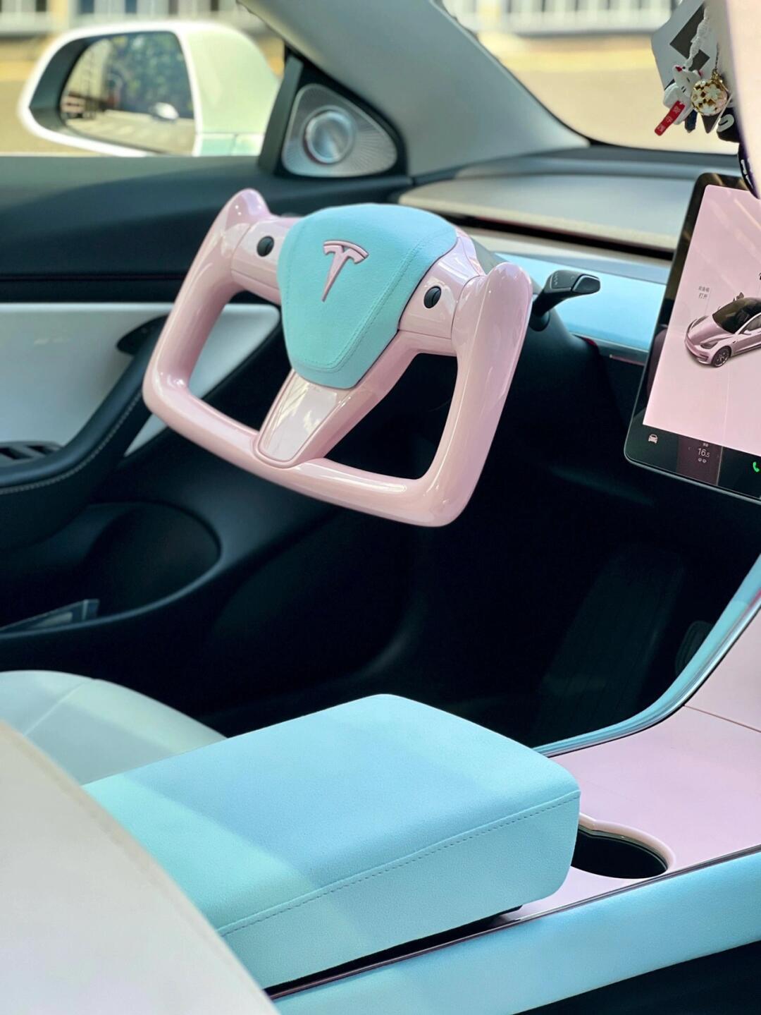 特斯拉的内饰这么少女心?_model 3社区_易车社区