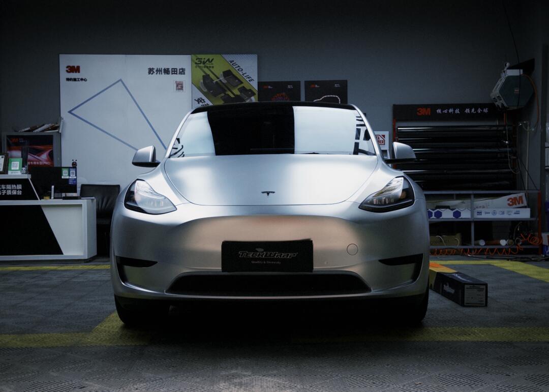 特斯拉y—teckwrap秃鹰绸缎银_model y社区_易车社区