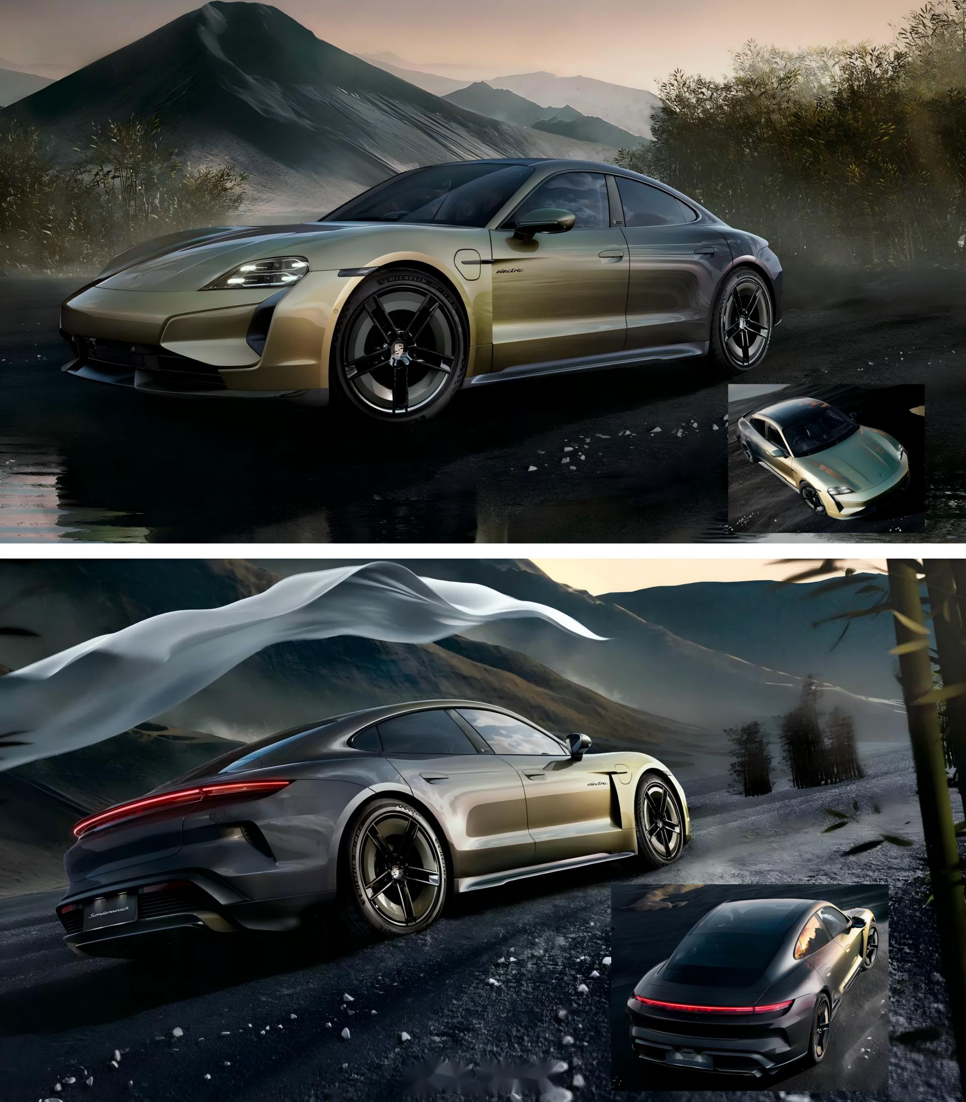 保时捷taycan turbo s渐变色# 保时捷官方花了将近一年时间打造的t