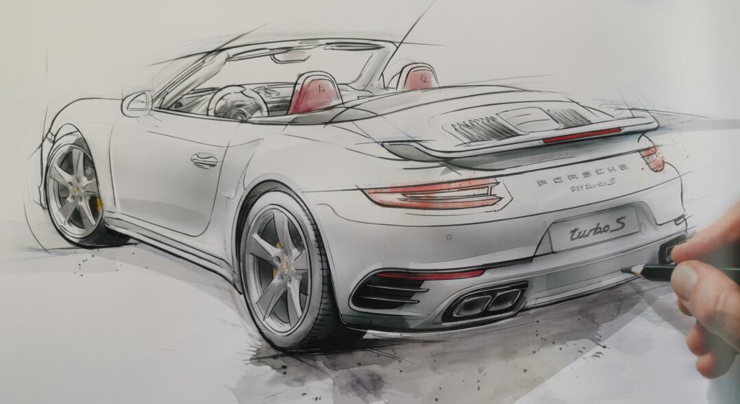 保时捷911turbos线稿