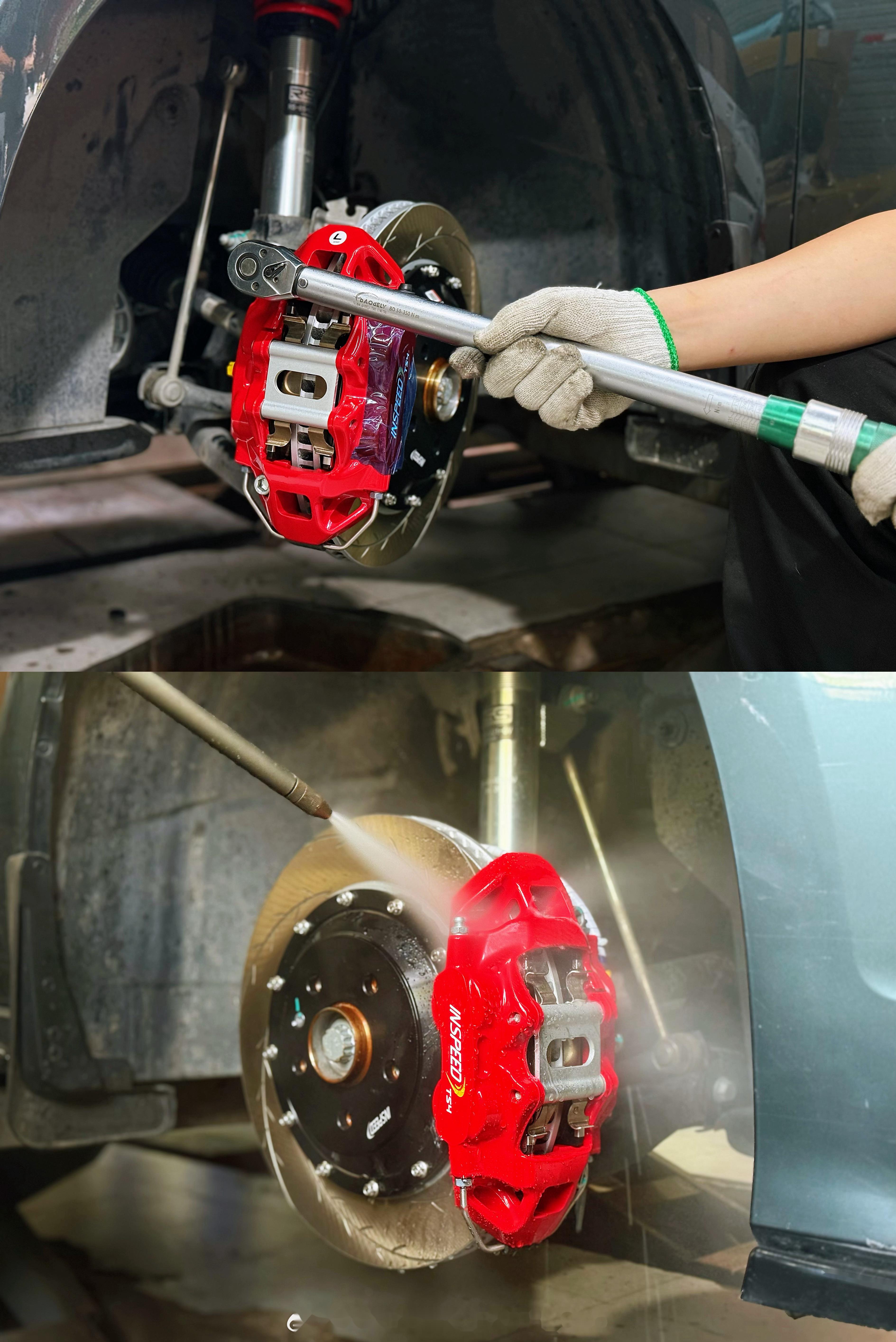 奥迪a3制动升级: inspeed四活塞卡钳, 闪过原厂轮毂无需垫片, 提供