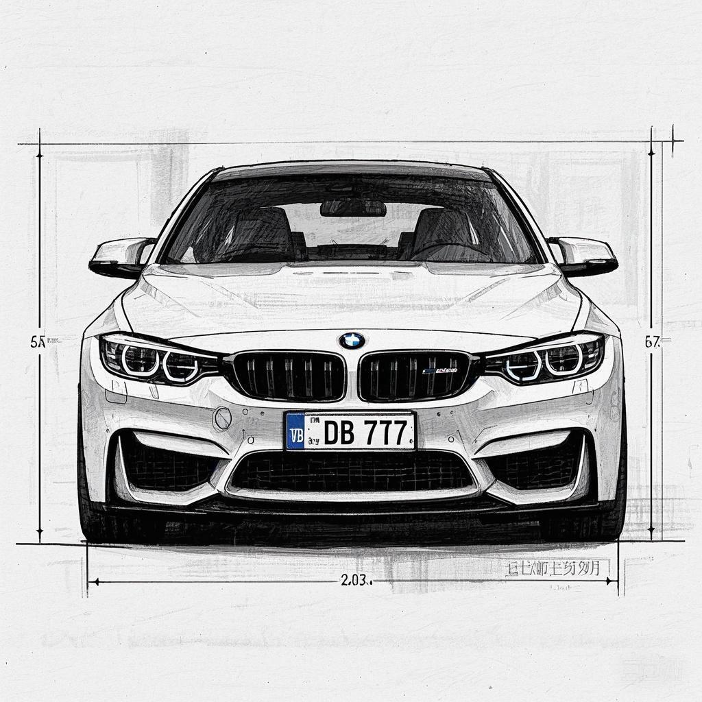 宝马m4|线条之美|铅笔插画