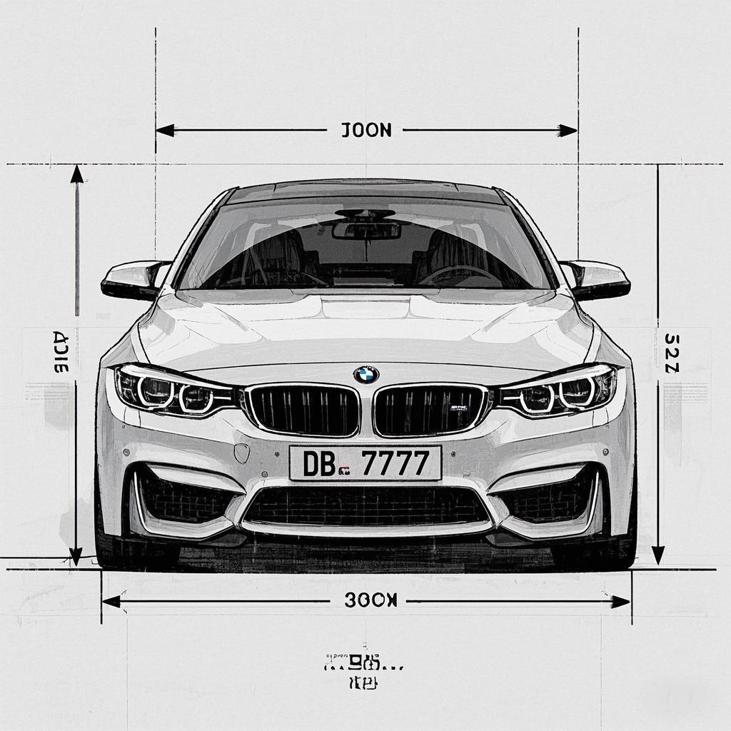 宝马m4|线条之美|铅笔插画